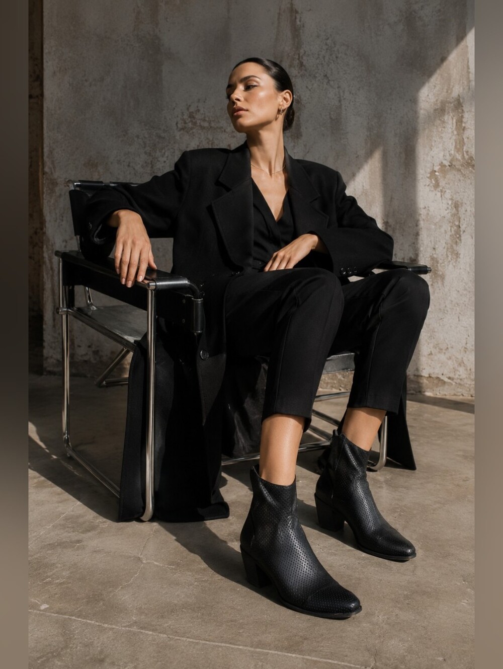 Officine Creative Black Perforated Leather Booties size 38
